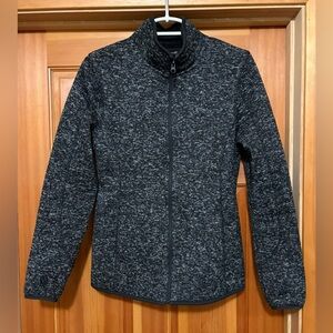 Swiss Tech Women's Charcoal Sweater Jacket, zippered.